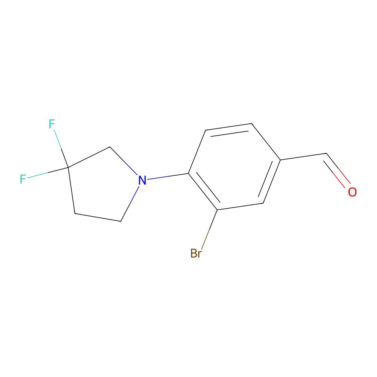 3-Bromo-4-(3,3-difluoropyrrolidin-1-yl)benzaldehyde molecular structure, CAS 1707365-36-3