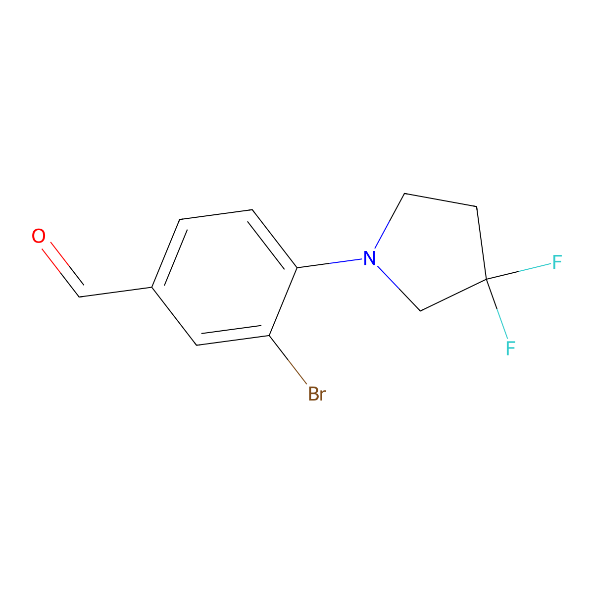 3-Bromo-4-(3,3-difluoropyrrolidin-1-yl)benzaldehyde molecular structure, CAS 1707365-36-3
