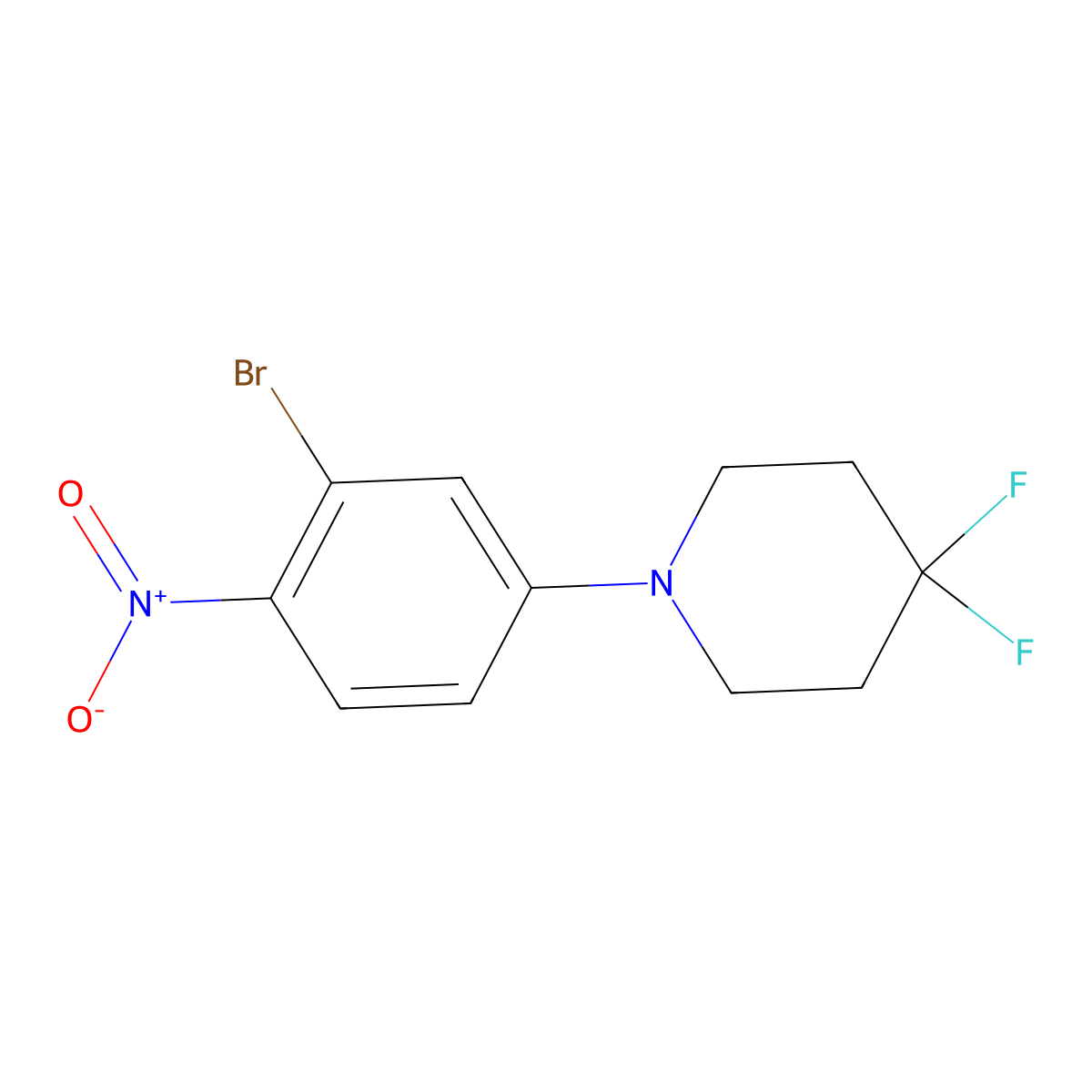 2-Bromo-4-(4,4-difluoropiperidin-1-yl)nitrobenzene molecular structure, CAS 1707365-44-3