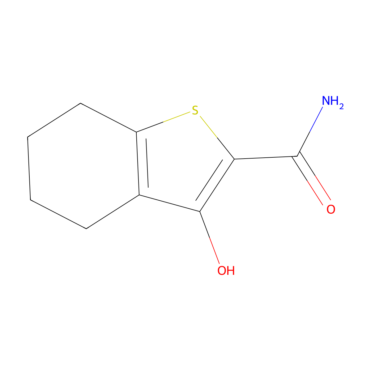 3-Hydroxy-4,5,6,7-tetrahydro-1-benzothiophene-2-carboxamide molecular structure, CAS 1707367-38-1