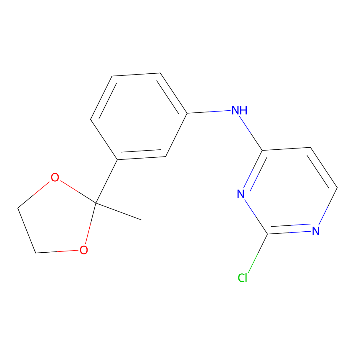2-Chloro-N-[3-(2-methyl-1,3-dioxolan-2-yl)phenyl]pyrimidin-4-amine molecular structure, CAS 1707367-51-8