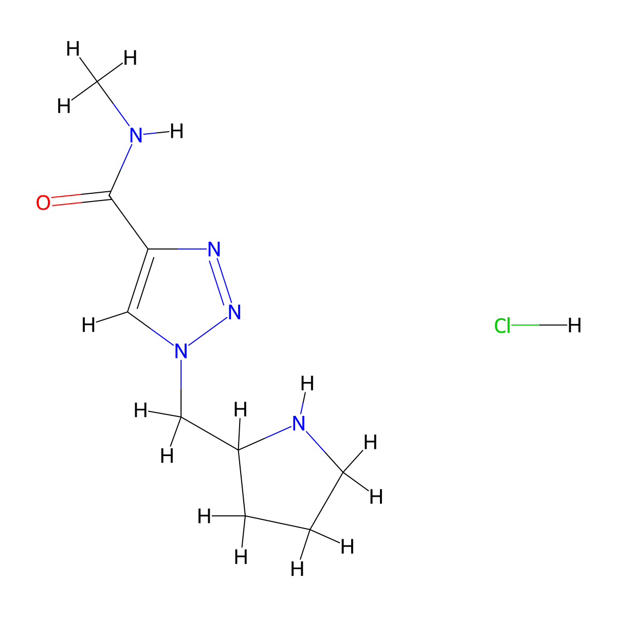 N-Methyl-1-(pyrrolidin-2-ylmethyl)-1H-1,2,3-triazole-4-carboxamide hydrochloride molecular structure, CAS 1707367-52-9