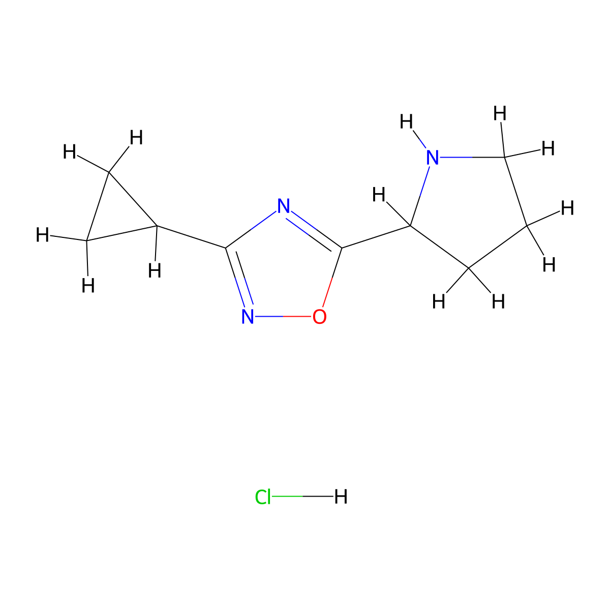 3-Cyclopropyl-5-(pyrrolidin-2-yl)-1,2,4-oxadiazole hydrochloride molecular structure, CAS 1707367-53-0