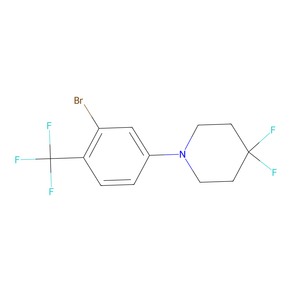 1-(3-Bromo-4-(trifluoromethyl)phenyl)-4,4-difluoropiperidine molecular structure, CAS 1707367-56-3