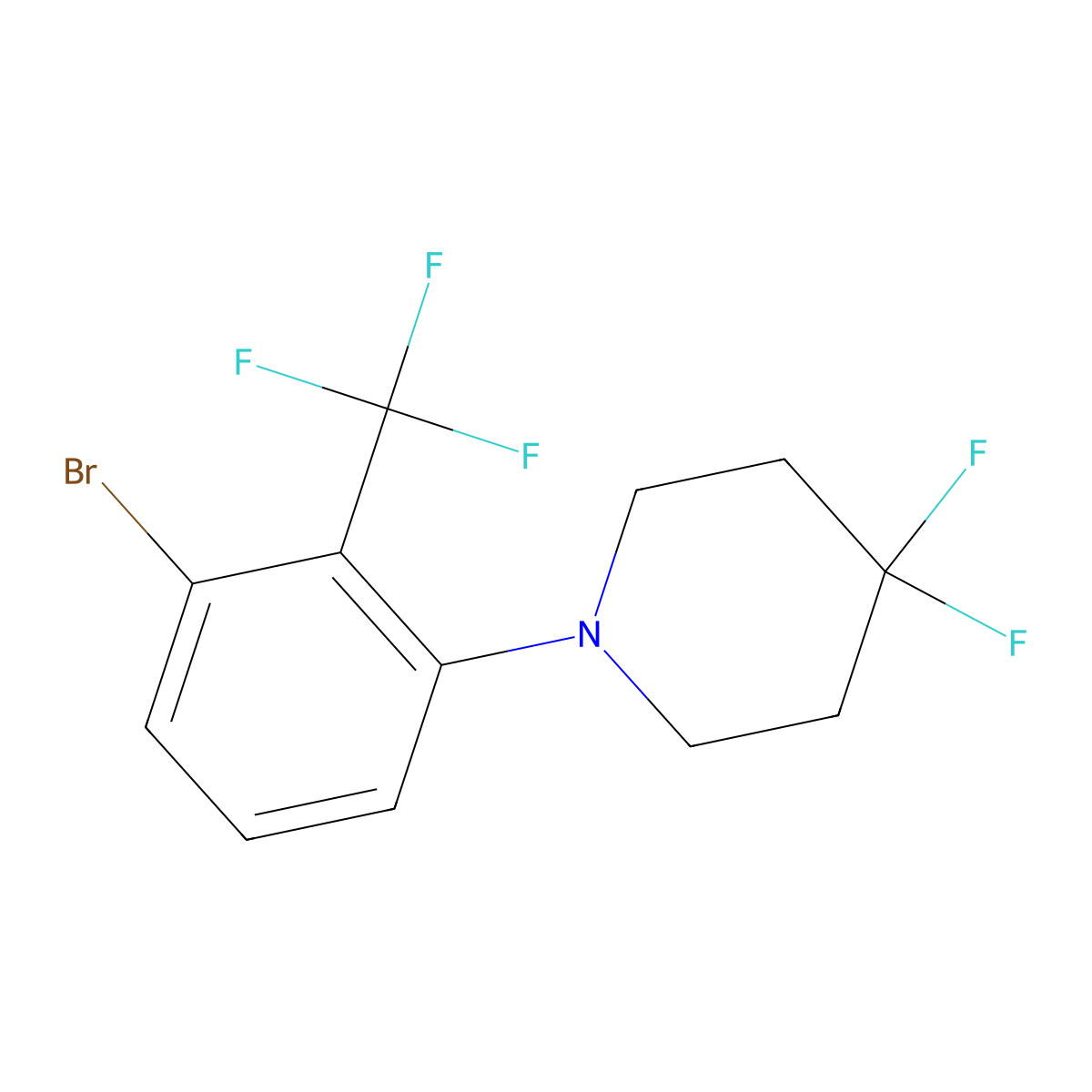 1-(3-Bromo-2-(trifluoromethyl)phenyl)-4,4-difluoropiperidine molecular structure, CAS 1707367-58-5