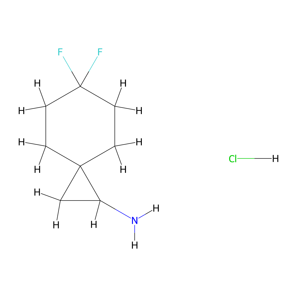 6,6-Difluorospiro[2.5]octan-1-amine hydrochloride molecular structure, CAS 1707367-60-9