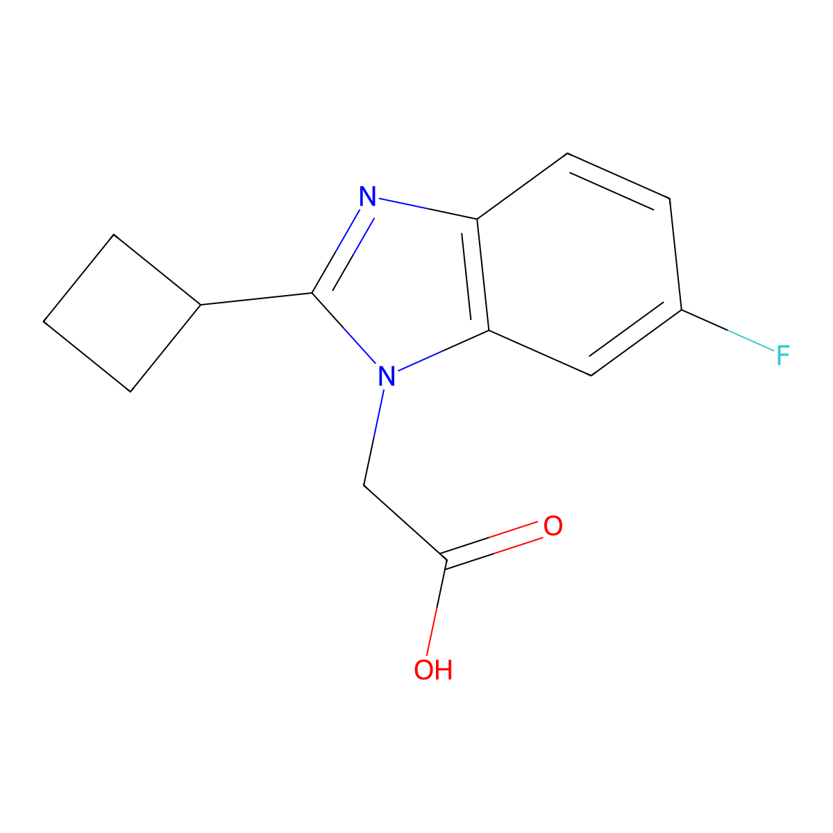 2-(2-Cyclobutyl-6-fluoro-1H-1,3-benzodiazol-1-yl)acetic acid molecular structure, CAS 1707367-63-2