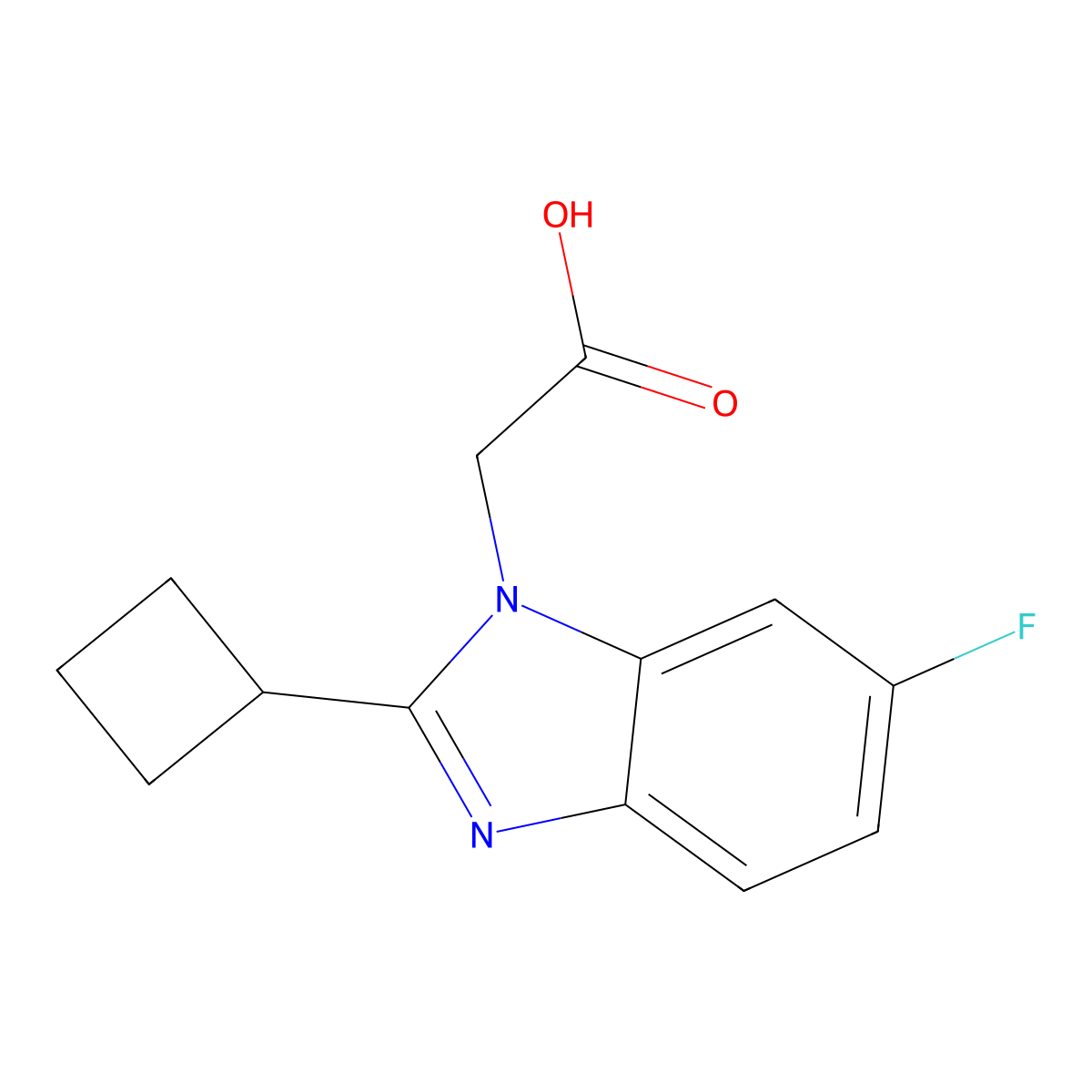 2-(2-Cyclobutyl-6-fluoro-1H-1,3-benzodiazol-1-yl)acetic acid molecular structure, CAS 1707367-63-2