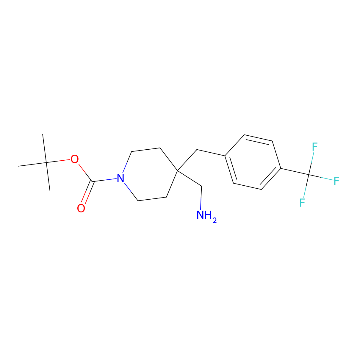 tert-Butyl 4-(aminomethyl)-4-[4-(trifluoromethyl)benzyl]piperidine-1-carboxylate molecular structure, CAS 1707367-68-7