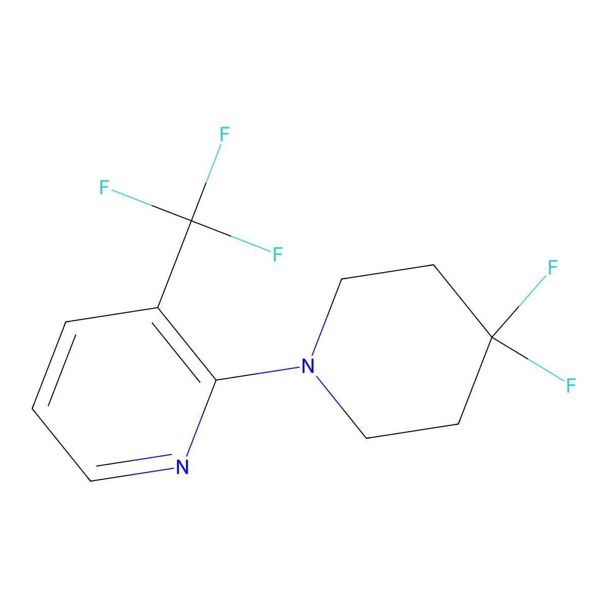 2-(4,4-Difluoropiperidin-1-yl)-3-(trifluoromethyl)pyridine molecular structure, CAS 1707367-69-8