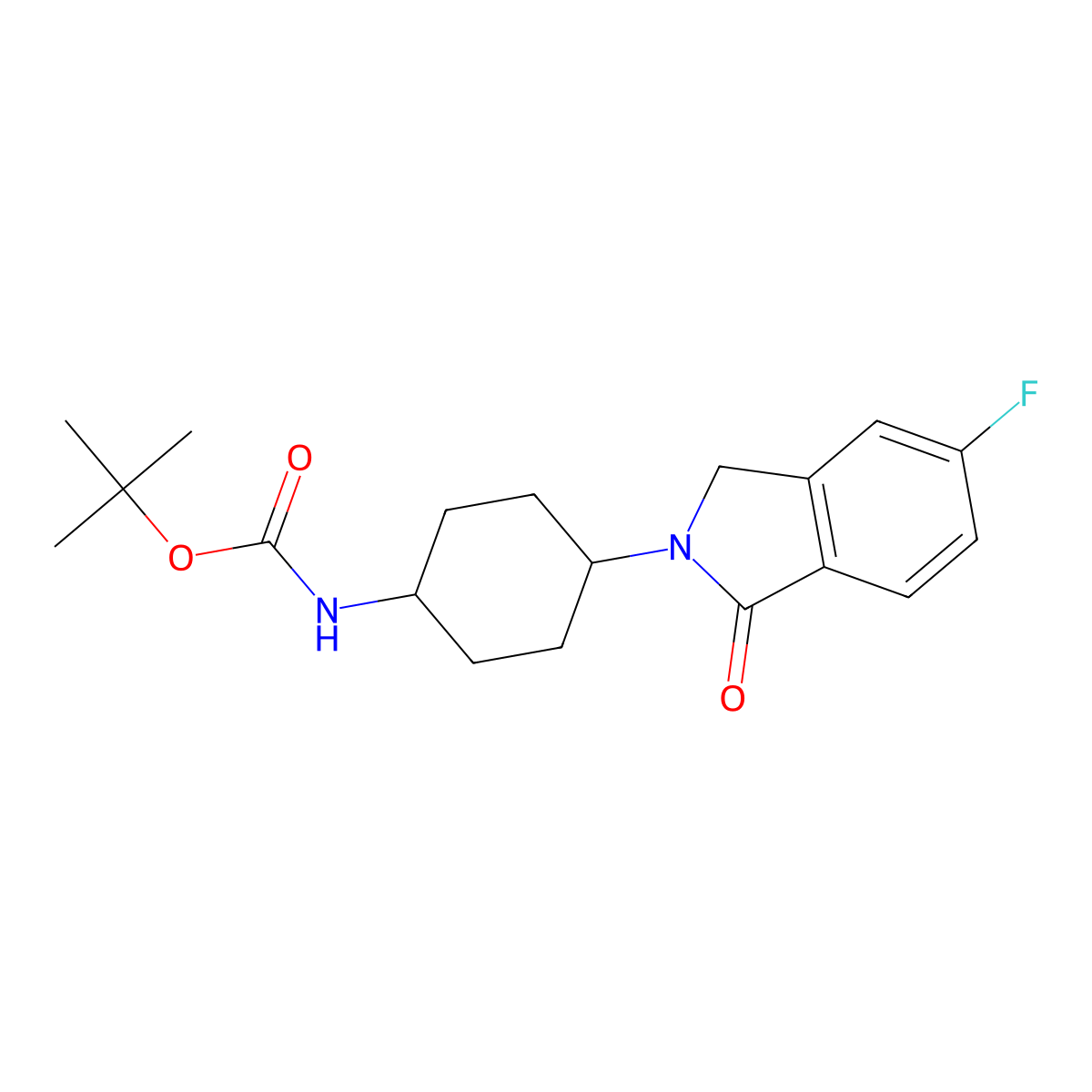 tert-Butyl (1R*,4R*)-4-(5-fluoro-1-oxoisoindolin-2-yl)cyclohexylcarbamate molecular structure, CAS 1707367-80-3