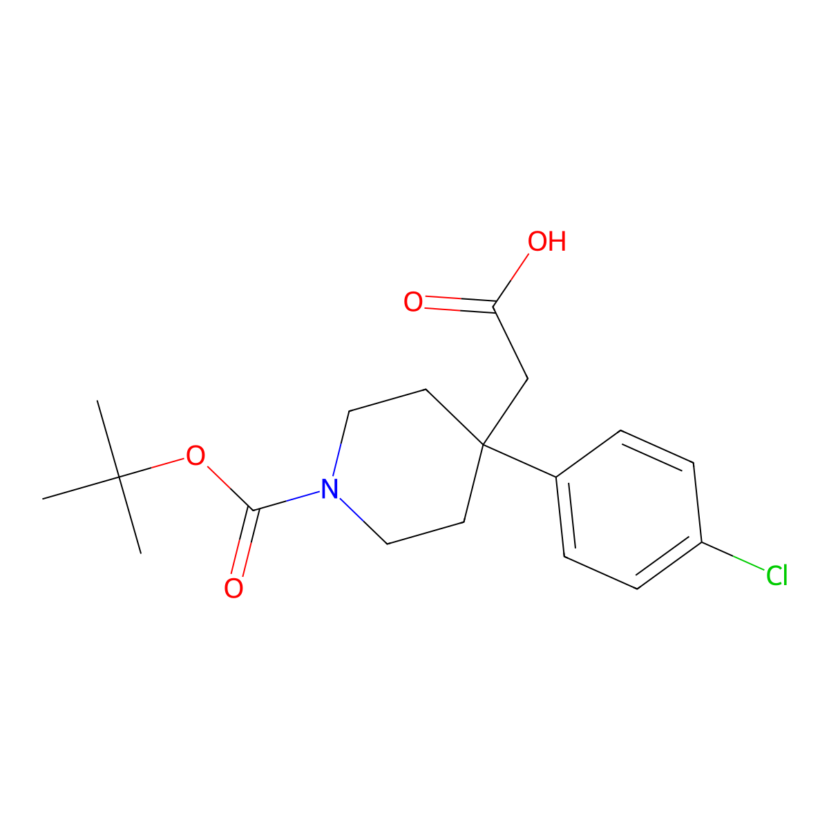 2-[1-(tert-Butoxycarbonyl)-4-(4-chlorophenyl)piperidin-4-yl]acetic acid molecular structure, CAS 1707367-82-5