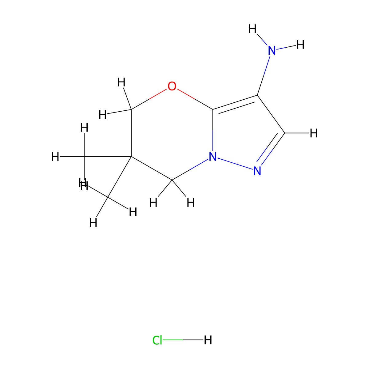 6,6-Dimethyl-6,7-dihydro-5H-pyrazolo[5,1-b][1,3]oxazin-3-amine hydrochloride molecular structure, CAS 1707367-88-1