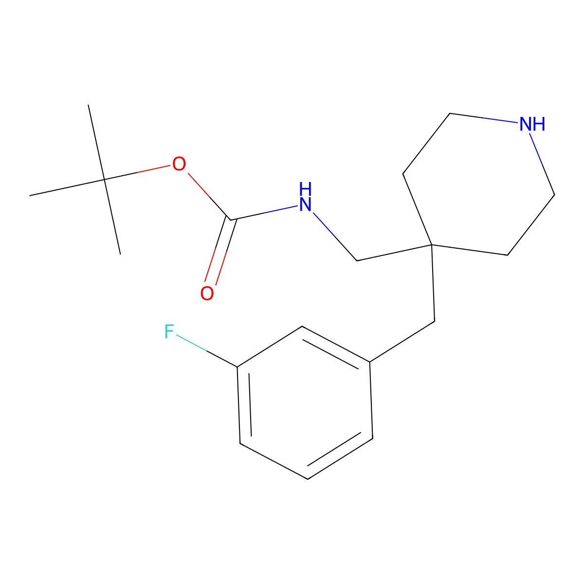 tert-Butyl [4-(3-fluorobenzyl)piperidin-4-yl]methylcarbamate molecular structure, CAS 1707367-89-2