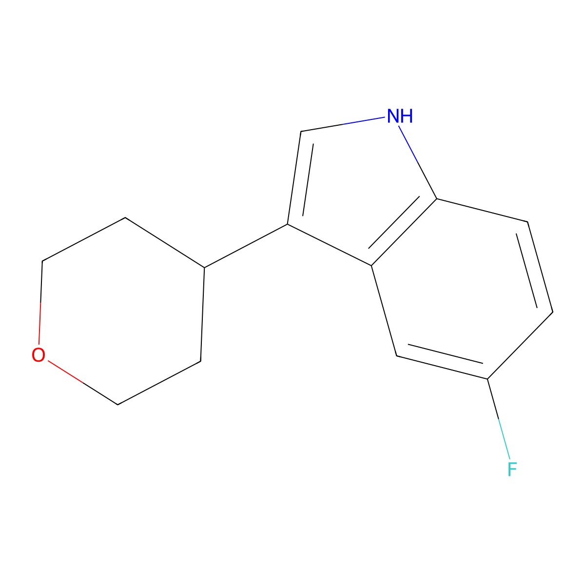 5-Fluoro-3-(tetrahydro-2H-pyran-4-yl)-1H-indole molecular structure, CAS 1707367-90-5