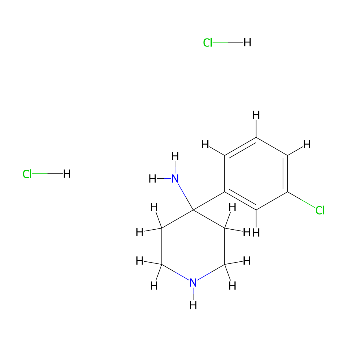4-(3-Chlorophenyl)piperidin-4-amine dihydrochloride molecular structure, CAS 1707369-71-8