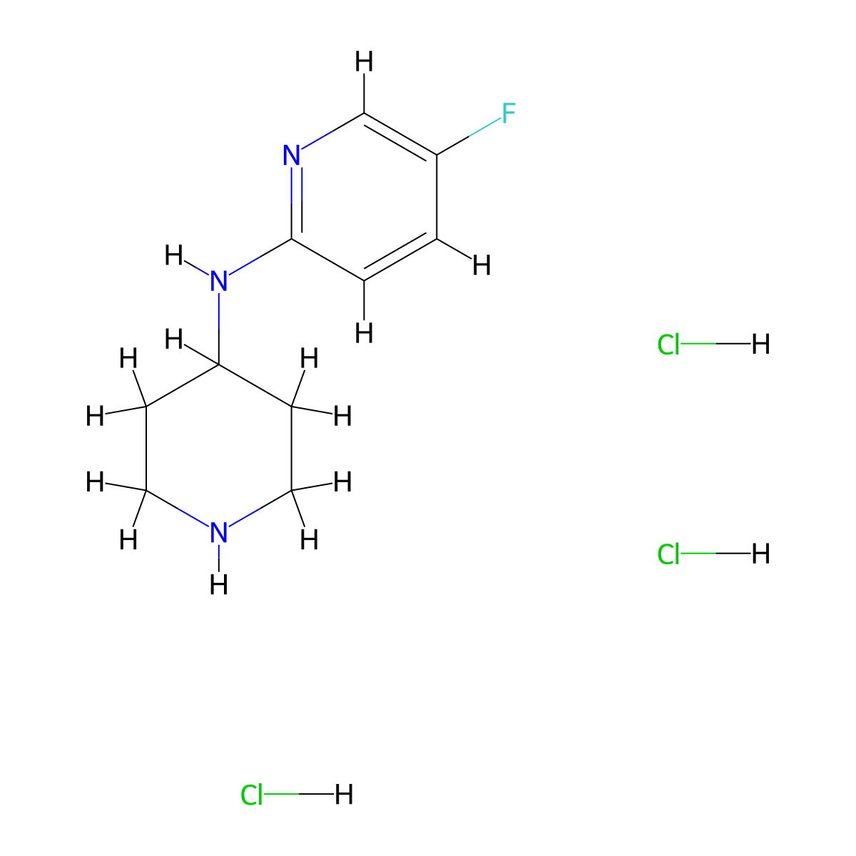5-Fluoro-N-(piperidin-4-yl)pyridin-2-amine trihydrochloride molecular structure, CAS 1707369-74-1