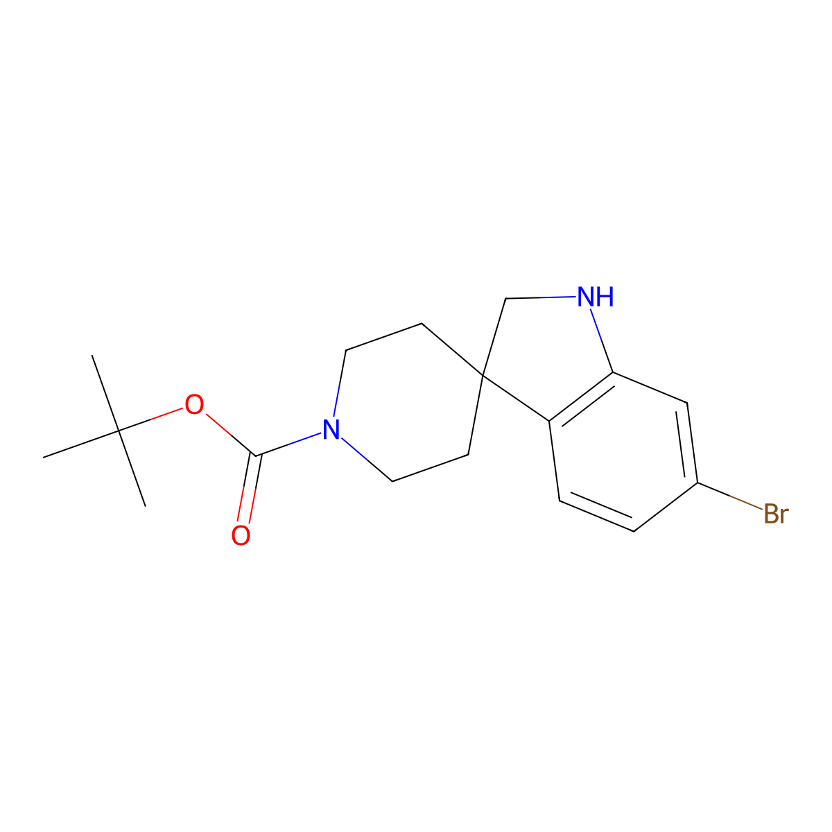 tert-Butyl 6-bromo-1,2-dihydrospiro[indole-3,4'-piperidine]-1'-carboxylate molecular structure, CAS 1707369-75-2