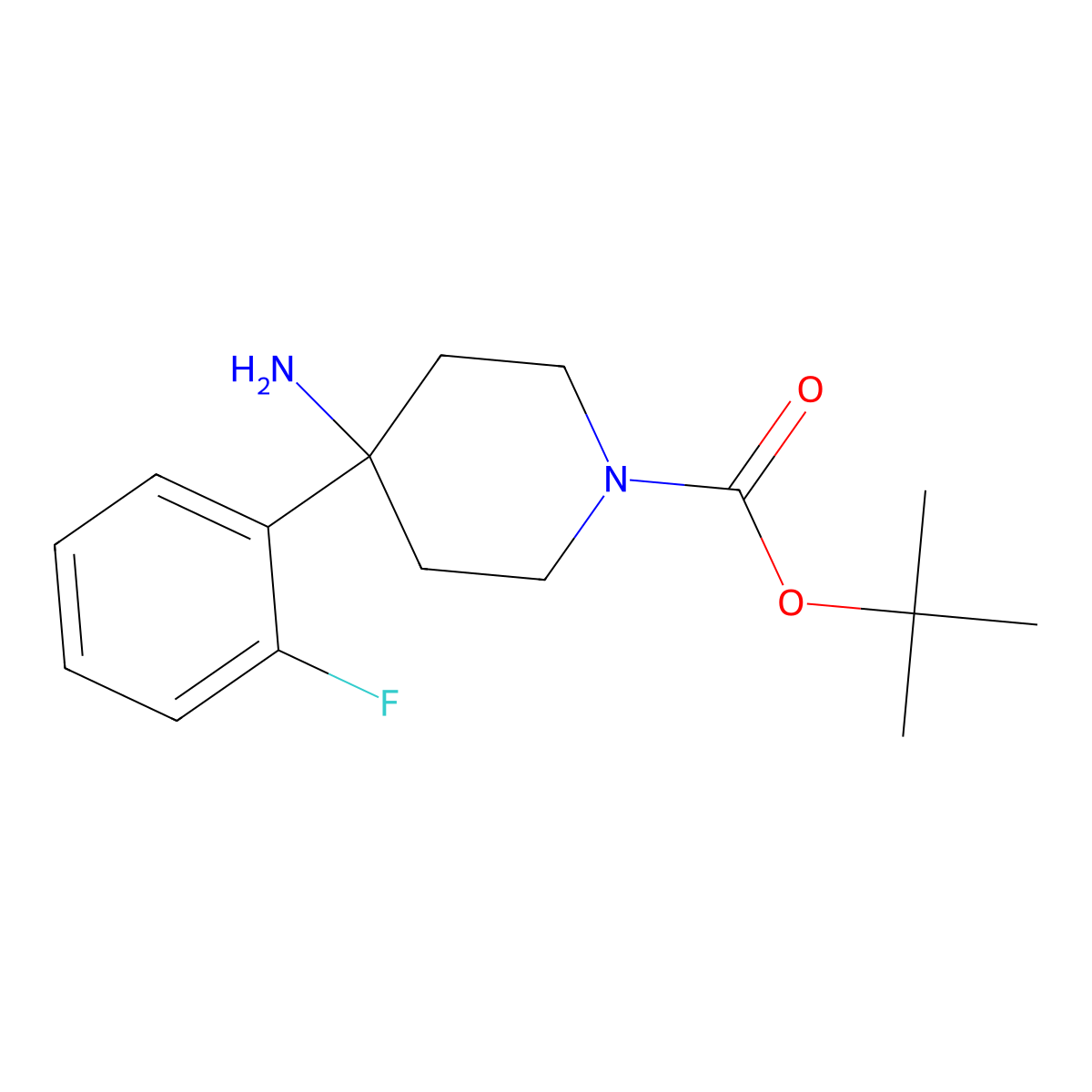 tert-Butyl 4-amino-4-(2-fluorophenyl)piperidine-1-carboxylate molecular structure, CAS 1707369-76-3