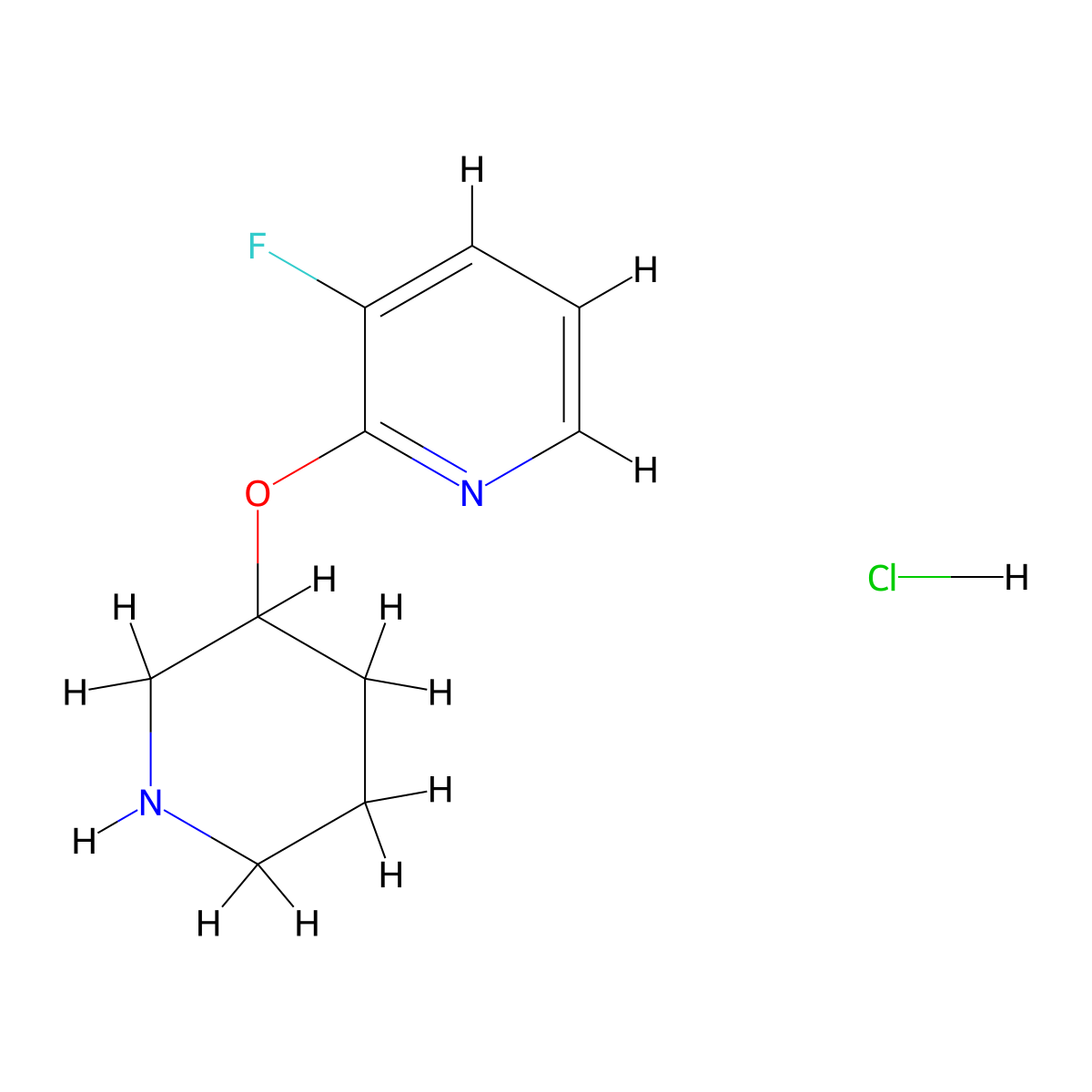 3-Fluoro-2-(piperidin-3-yloxy)pyridine hydrochloride molecular structure, CAS 1707369-80-9