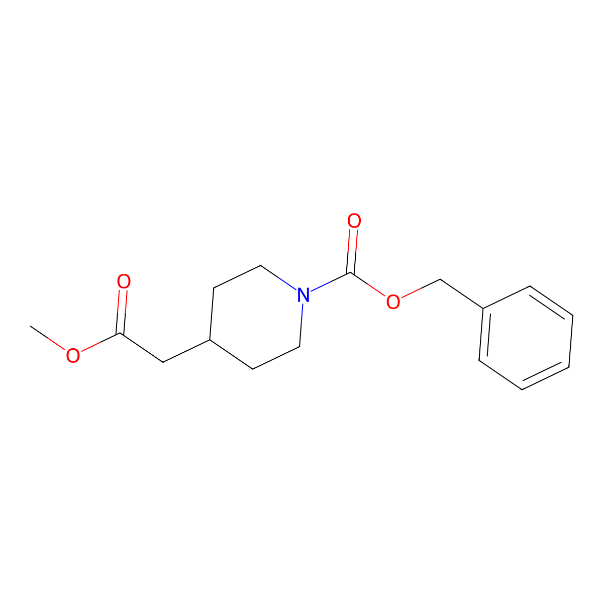 Benzyl 4-(2-methoxy-2-oxoethyl)piperidine-1-carboxylate molecular structure, CAS 170737-53-8