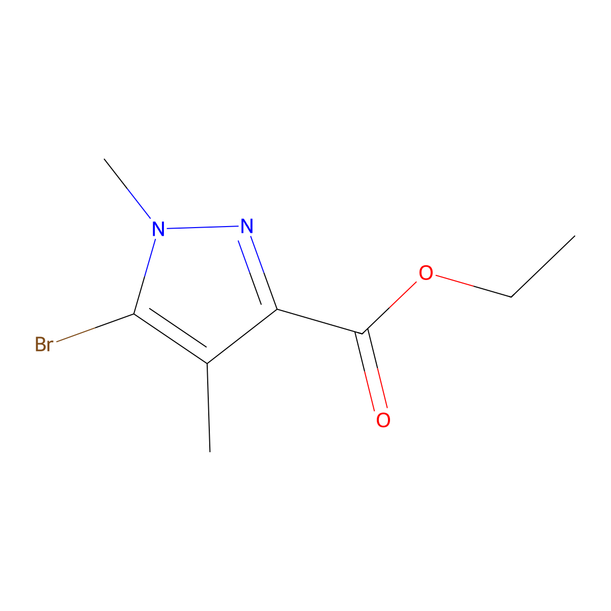 Ethyl 5-bromo-1,4-dimethyl-1H-pyrazole-3-carboxylate molecular structure, CAS 1707370-05-5