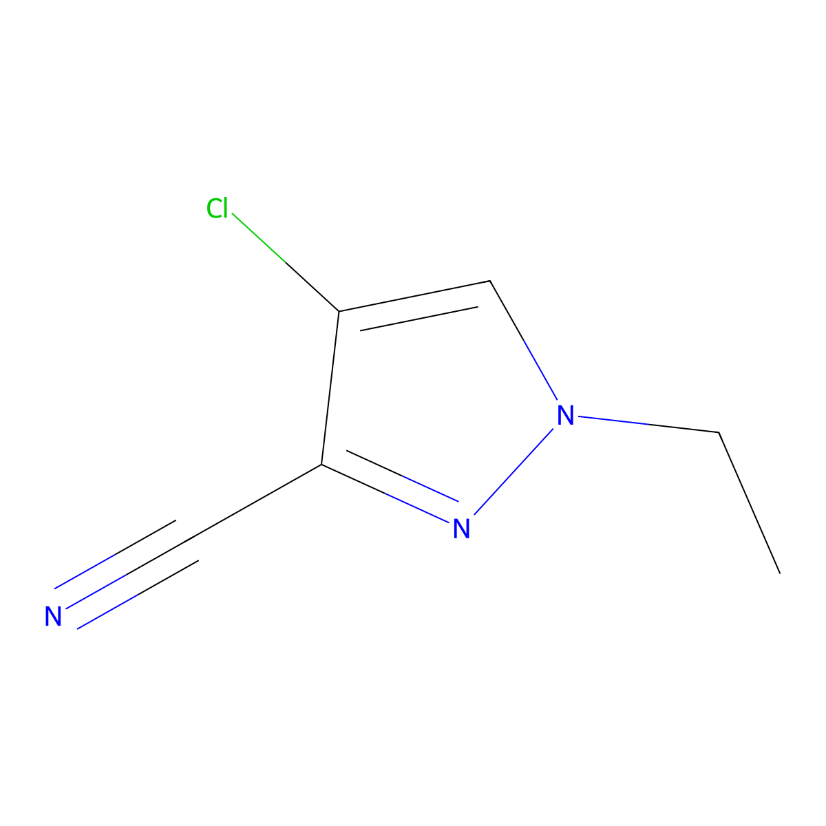 4-Chloro-1-ethyl-1H-pyrazole-3-carbonitrile molecular structure, CAS 1707370-19-1