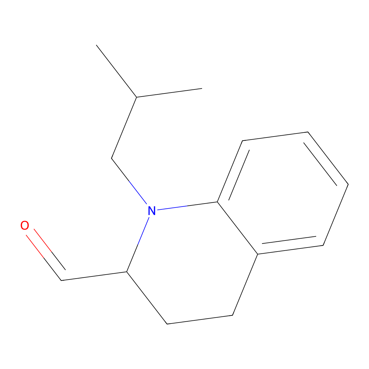 1-Isobutyl-1,2,3,4-tetrahydroquinoline-2-carbaldehyde molecular structure, CAS 1707371-83-2