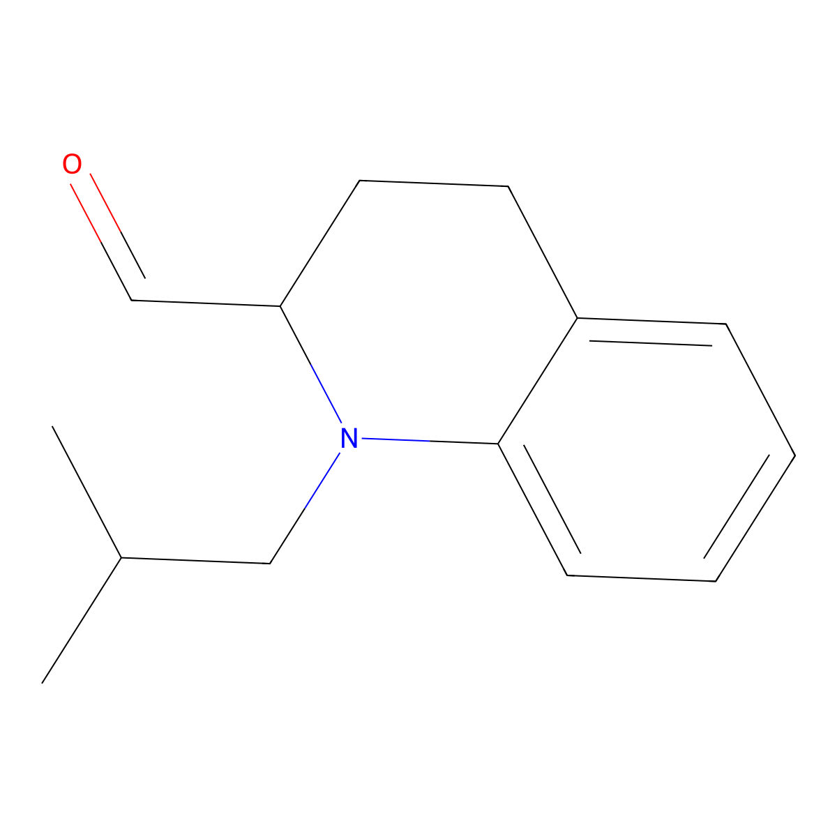 1-Isobutyl-1,2,3,4-tetrahydroquinoline-2-carbaldehyde molecular structure, CAS 1707371-83-2