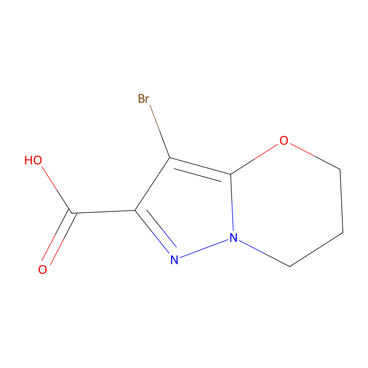 3-Bromo-6,7-dihydro-5H-pyrazolo[5,1-b][1,3]oxazine-2-carboxylic acid molecular structure, CAS 1707372-02-8