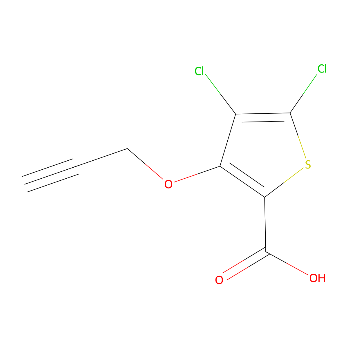 4,5-Dichloro-3-(prop-2-yn-1-yloxy)thiophene-2-carboxylic acid molecular structure, CAS 1707372-16-4