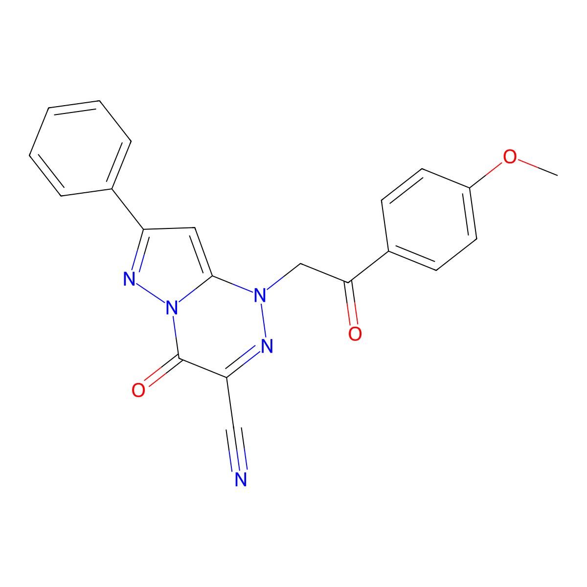 1-[2-(4-Methoxyphenyl)-2-oxoethyl]-4-oxo-7-phenyl-1,4-dihydropyrazolo[5,1-c][1,2,4]triazine-3-carbonitrile molecular structure, CAS 1707372-52-8