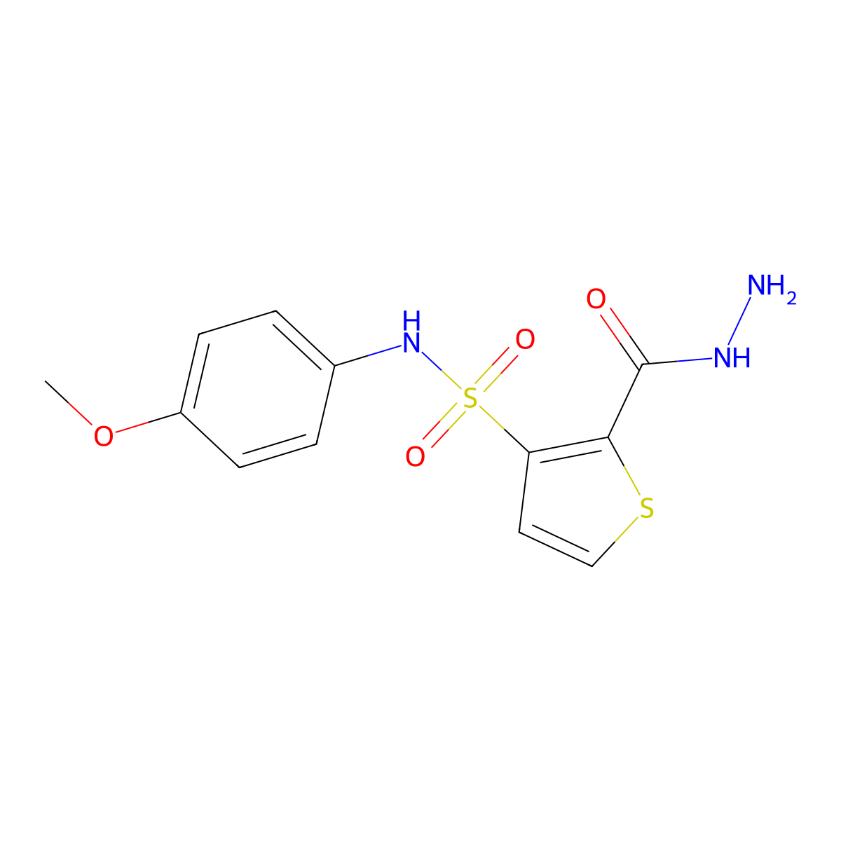 2-(hydrazinocarbonyl)-N-(4-methoxyphenyl)thiophene-3-sulfonamide molecular structure, CAS 1707372-57-3