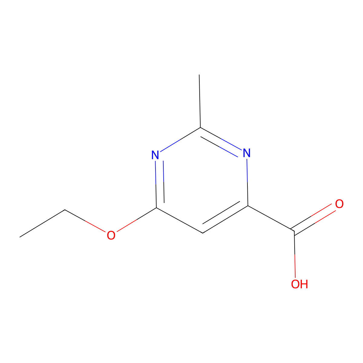 6-Ethoxy-2-methylpyrimidine-4-carboxylic acid molecular structure, CAS 1707374-04-6