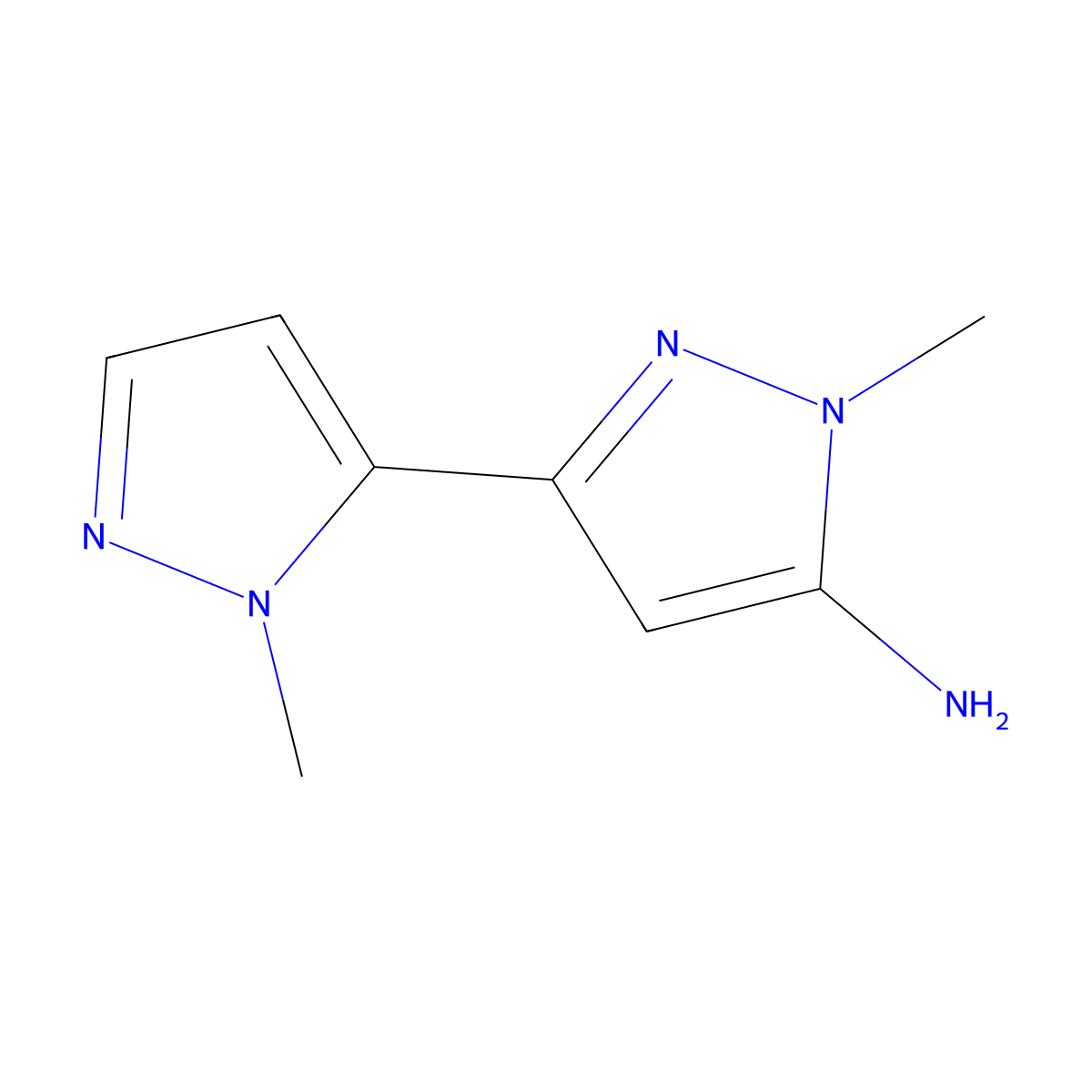 1-methyl-3-(1-methyl-1H-pyrazol-5-yl)-1H-pyrazol-5-amine molecular structure, CAS 1707374-20-6