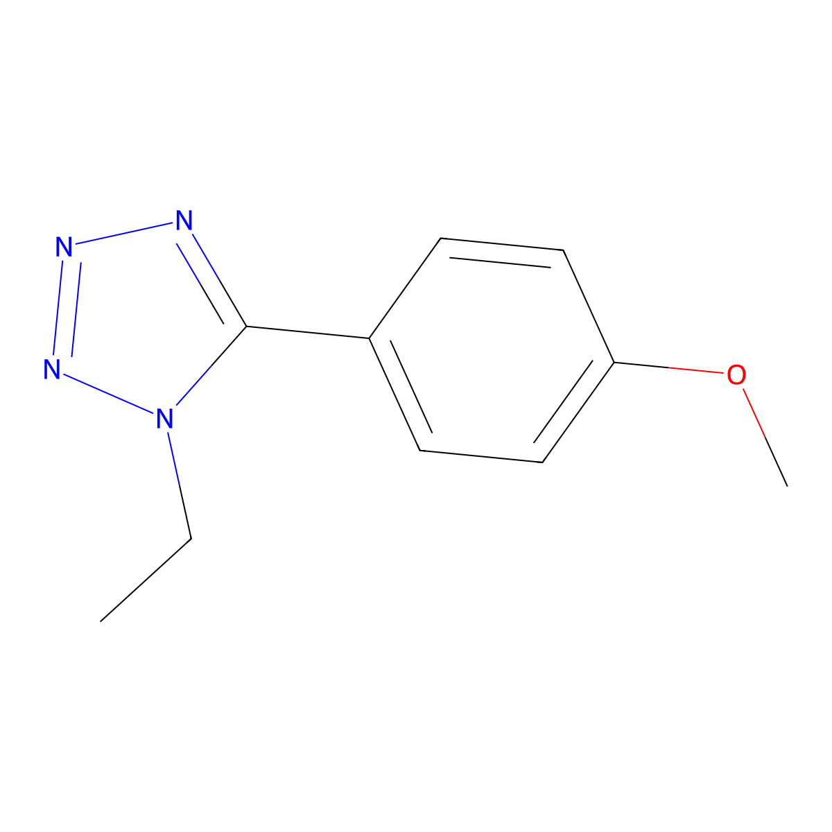 1-ethyl-5-(4-methoxyphenyl)-1H-1,2,3,4-tetrazole molecular structure, CAS 1707375-96-9