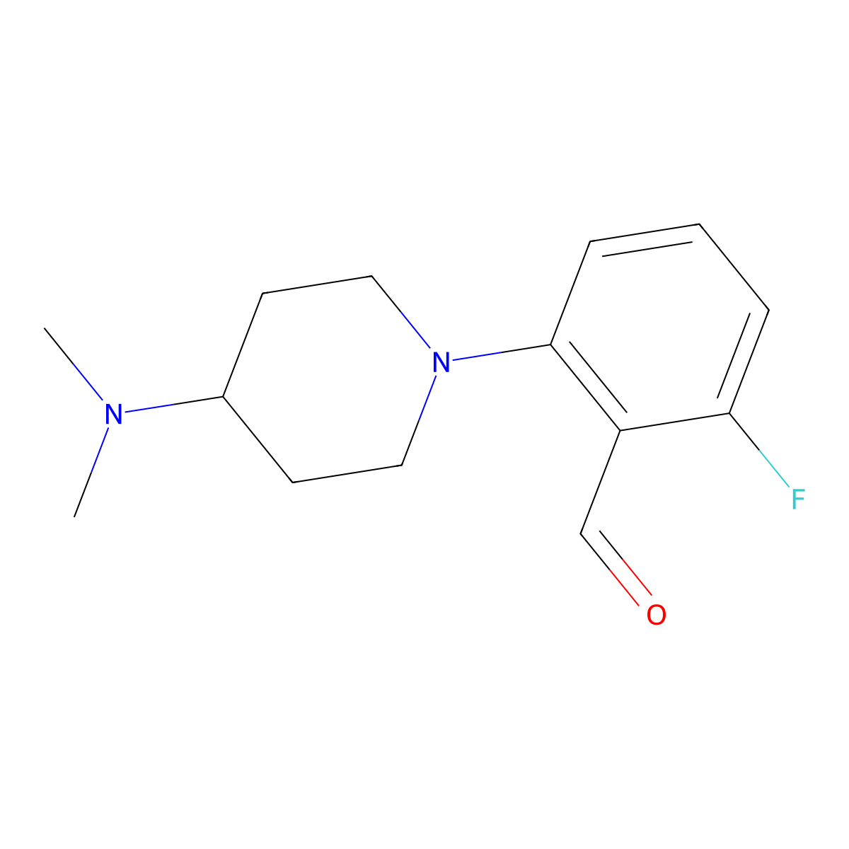 2-(4-(Dimethylamino)piperidin-1-yl)-6-fluorobenzaldehyde molecular structure, CAS 1707377-98-7