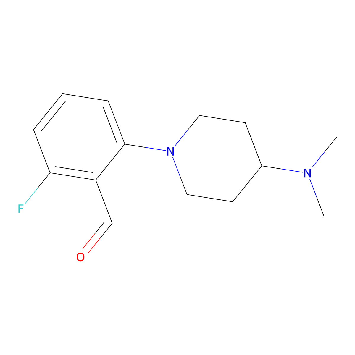 2-(4-(Dimethylamino)piperidin-1-yl)-6-fluorobenzaldehyde molecular structure, CAS 1707377-98-7