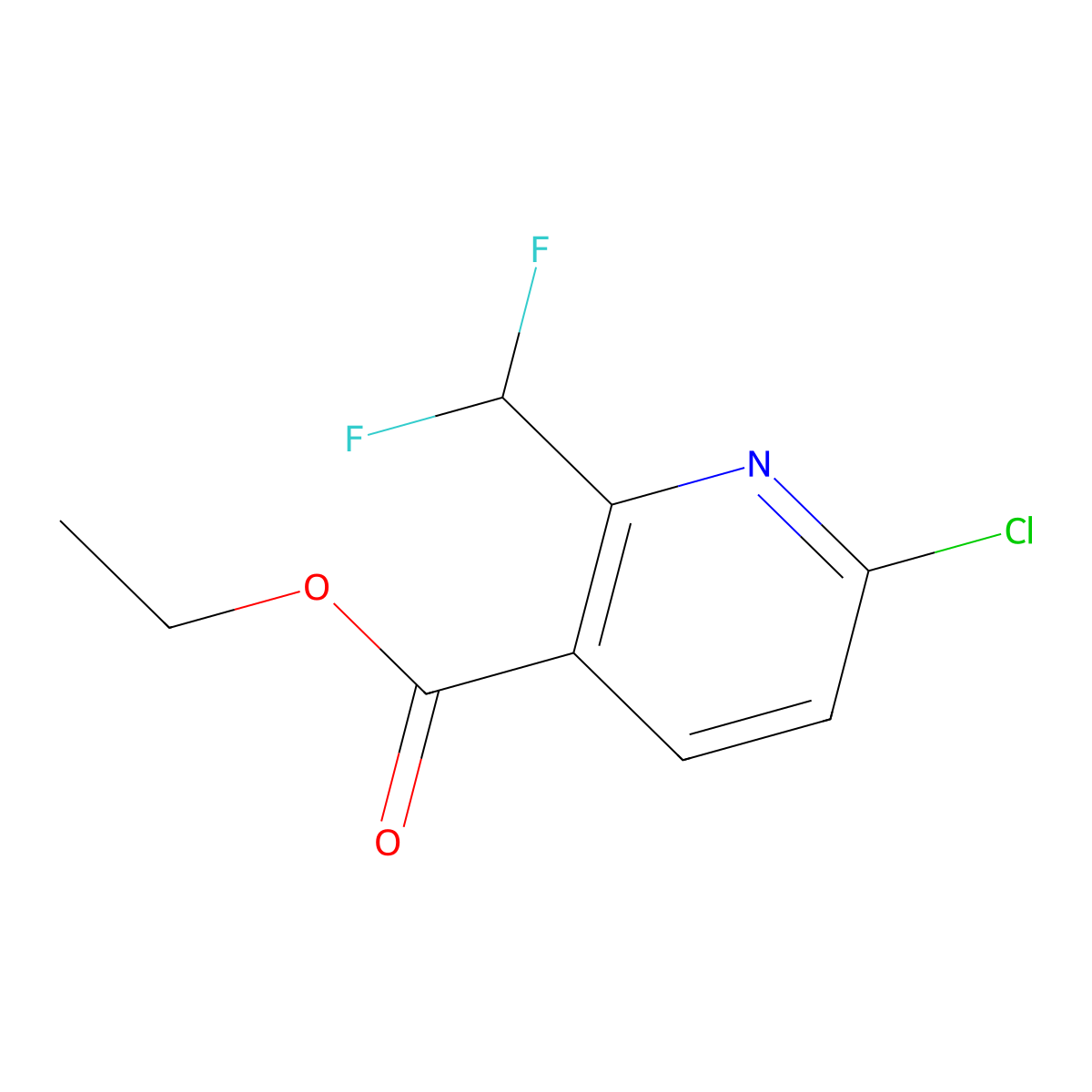 Ethyl 6-chloro-2-(difluoromethyl)nicotinate molecular structure, CAS 1707378-60-6