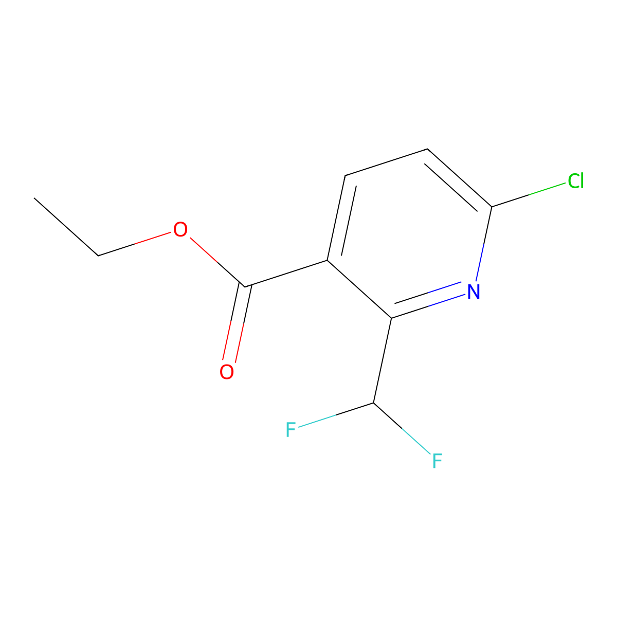 Ethyl 6-chloro-2-(difluoromethyl)nicotinate molecular structure, CAS 1707378-60-6