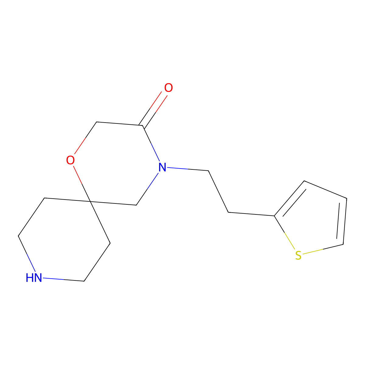 4-(2-(Thiophen-2-yl)ethyl)-1-oxa-4,9-diazaspiro[5.5]undecan-3-one molecular structure, CAS 1707379-02-9