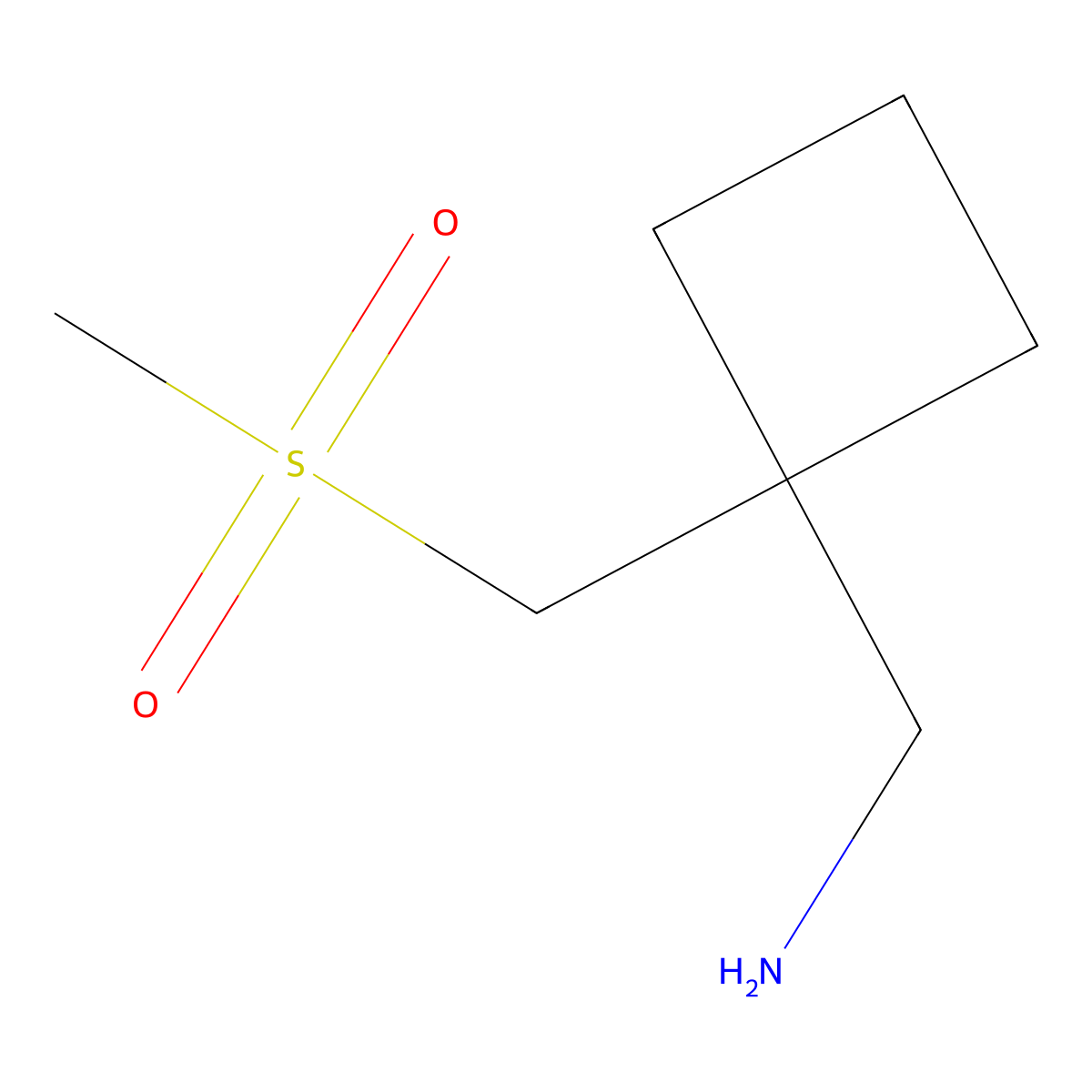 (1-((Methylsulfonyl)methyl)cyclobutyl)methanamine molecular structure, CAS 1707379-10-9