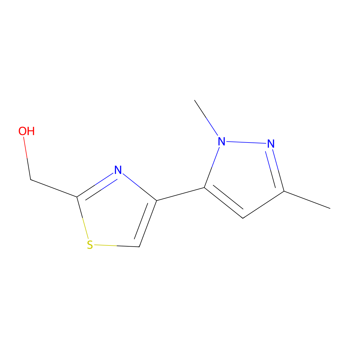 (4-(1,3-Dimethyl-1H-pyrazol-5-yl)thiazol-2-yl)methanol molecular structure, CAS 1707389-03-4