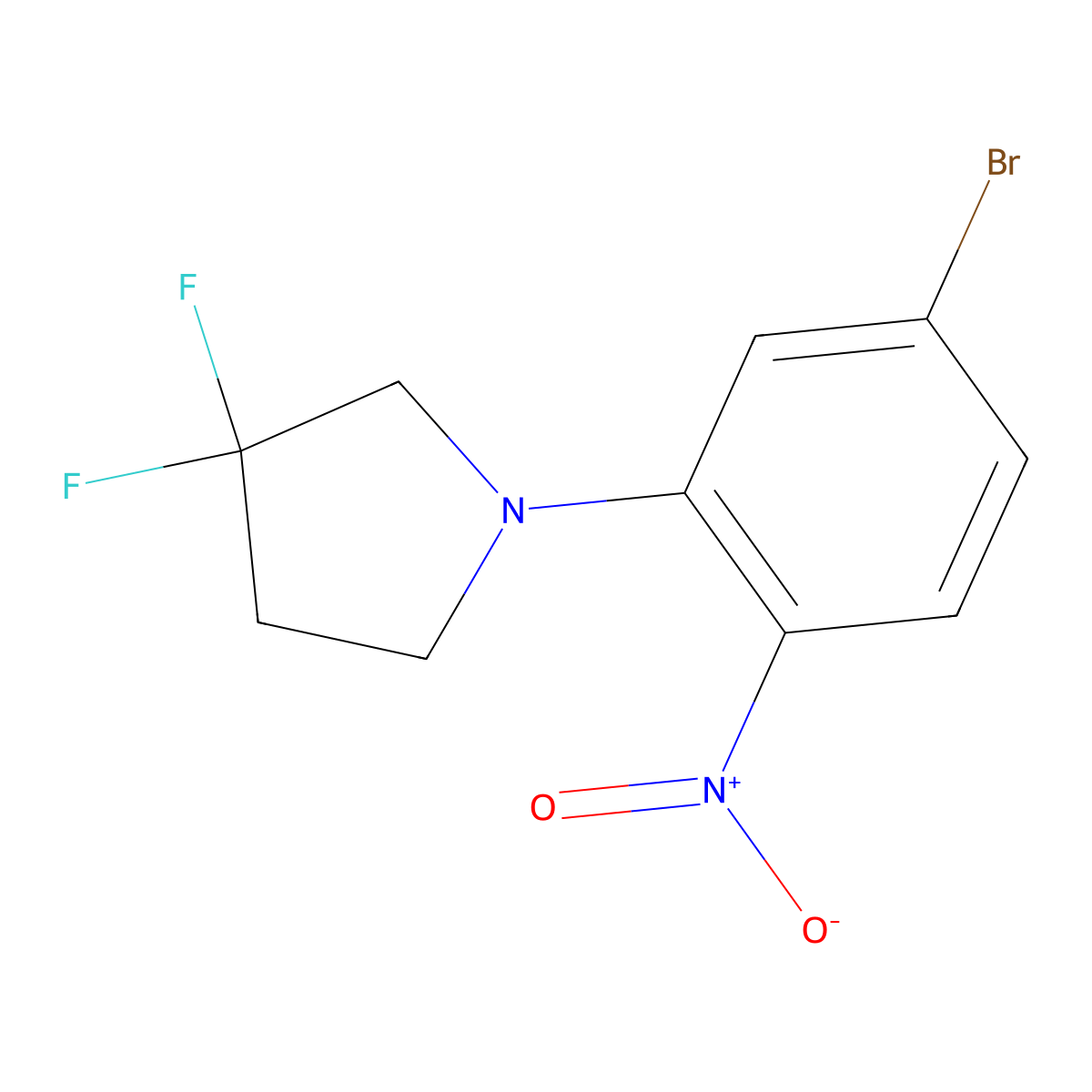 4-Bromo-2-(3,3-difluoropyrrolidin-1-yl)nitrobenzene molecular structure, CAS 1707391-16-9