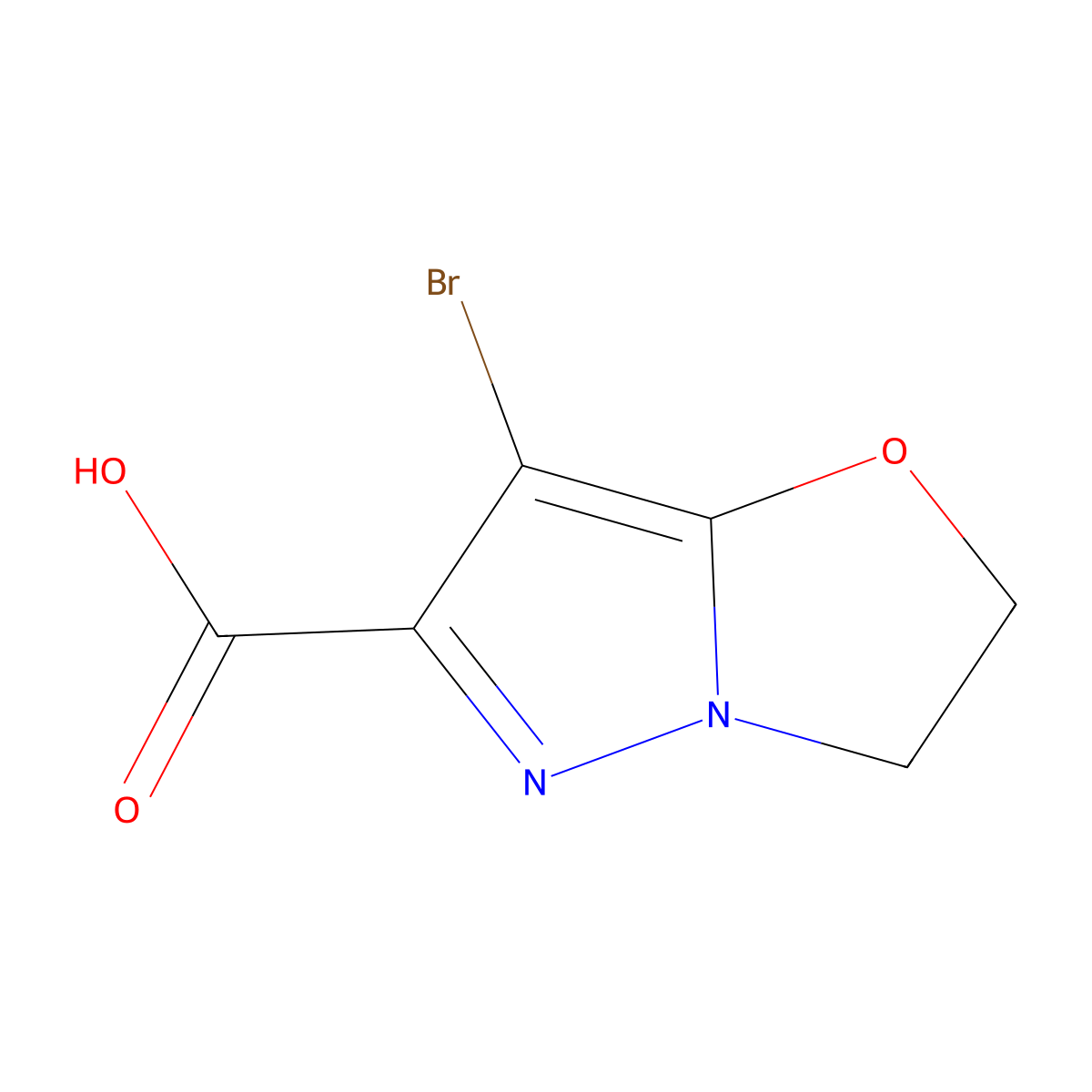 7-bromo-2H,3H-pyrazolo(3,2-b)(1,3)oxazole-6-carboxylic acid molecular structure, CAS 1707391-71-6
