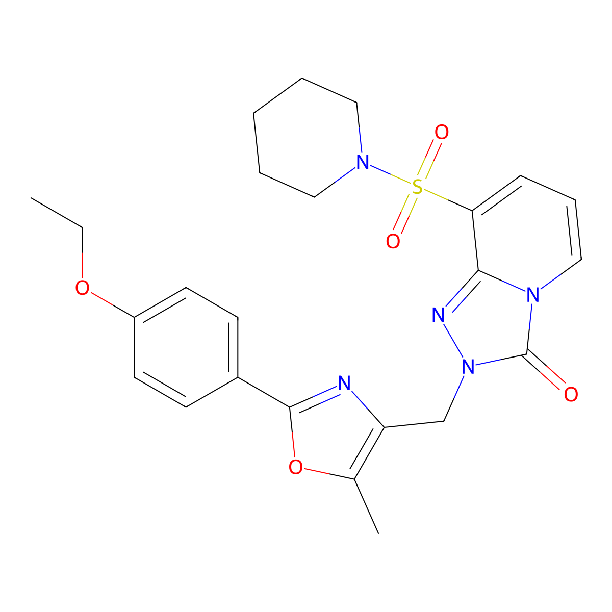 2-{[2-(4-ethoxyphenyl)-5-methyl-1,3-oxazol-4-yl]methyl}-8-(piperidin-1-ylsulfonyl)[1,2,4]triazolo[4,3-a]pyridin-3(2H)-one molecular structure, CAS 1707392-09-3