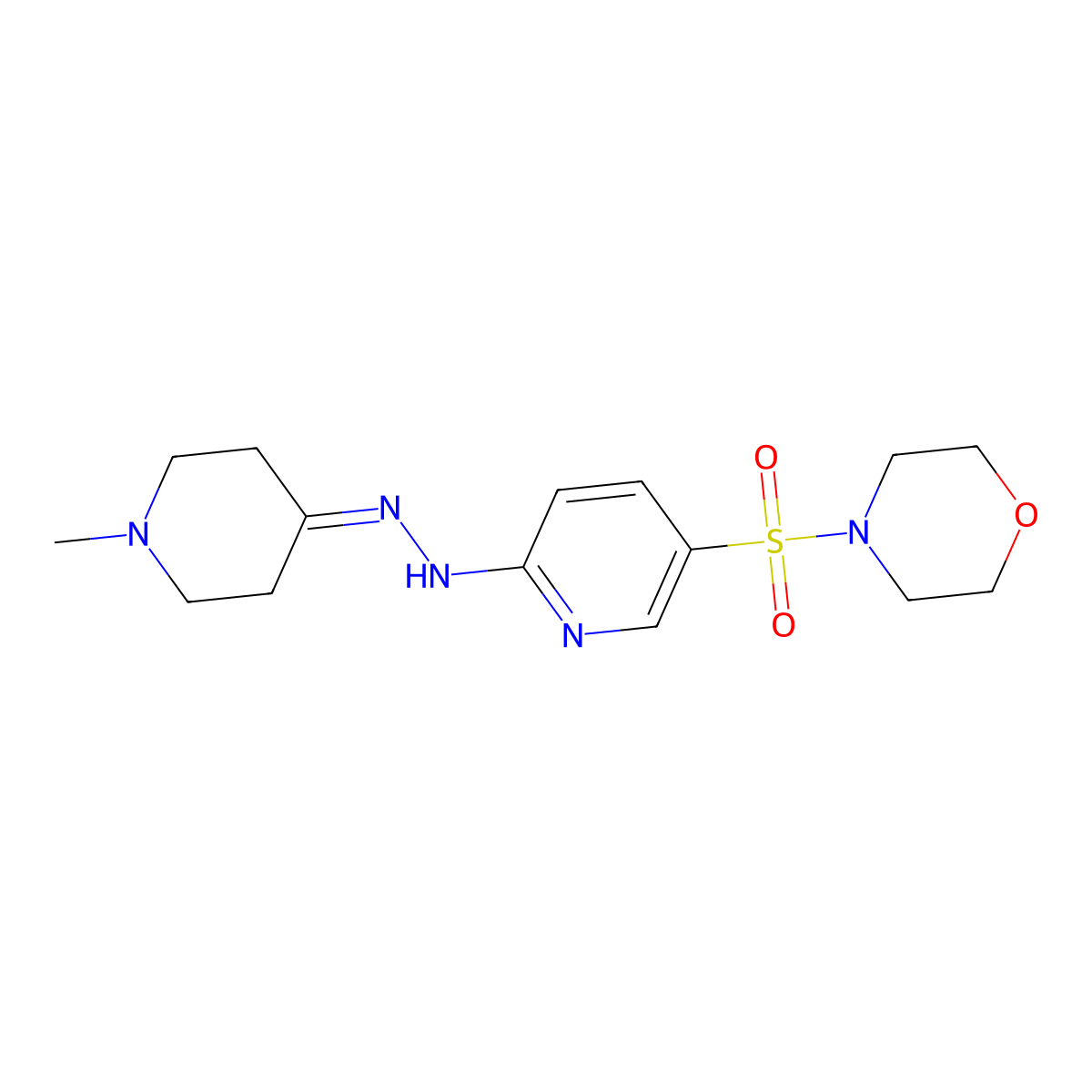 1-Methylpiperidin-4-one [5-(morpholin-4-ylsulfonyl)pyridin-2-yl]hydrazone molecular structure, CAS 1707392-11-7