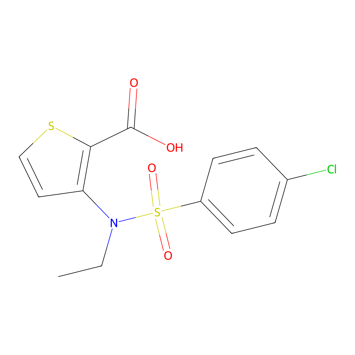 3-[[(4-Chlorophenyl)sulfonyl](ethyl)amino]thiophene-2-carboxylic acid molecular structure, CAS 1707392-13-9