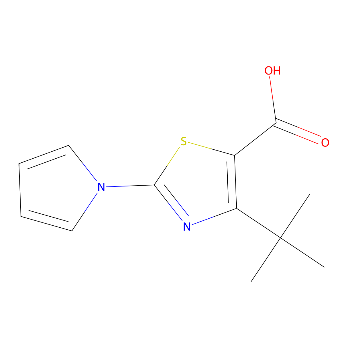 4-tert-butyl-2-(1H-pyrrol-1-yl)-1,3-thiazole-5-carboxylic acid molecular structure, CAS 1707392-17-3