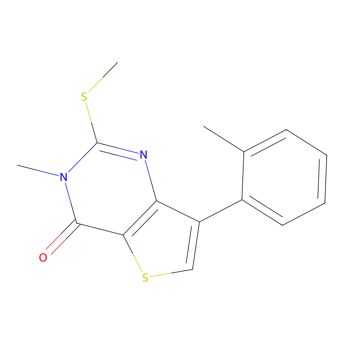3-Methyl-2-(methylthio)-7-(o-tolyl)thieno[3,2-d]pyrimidin-4(3H)-one molecular structure, CAS 1707392-20-8